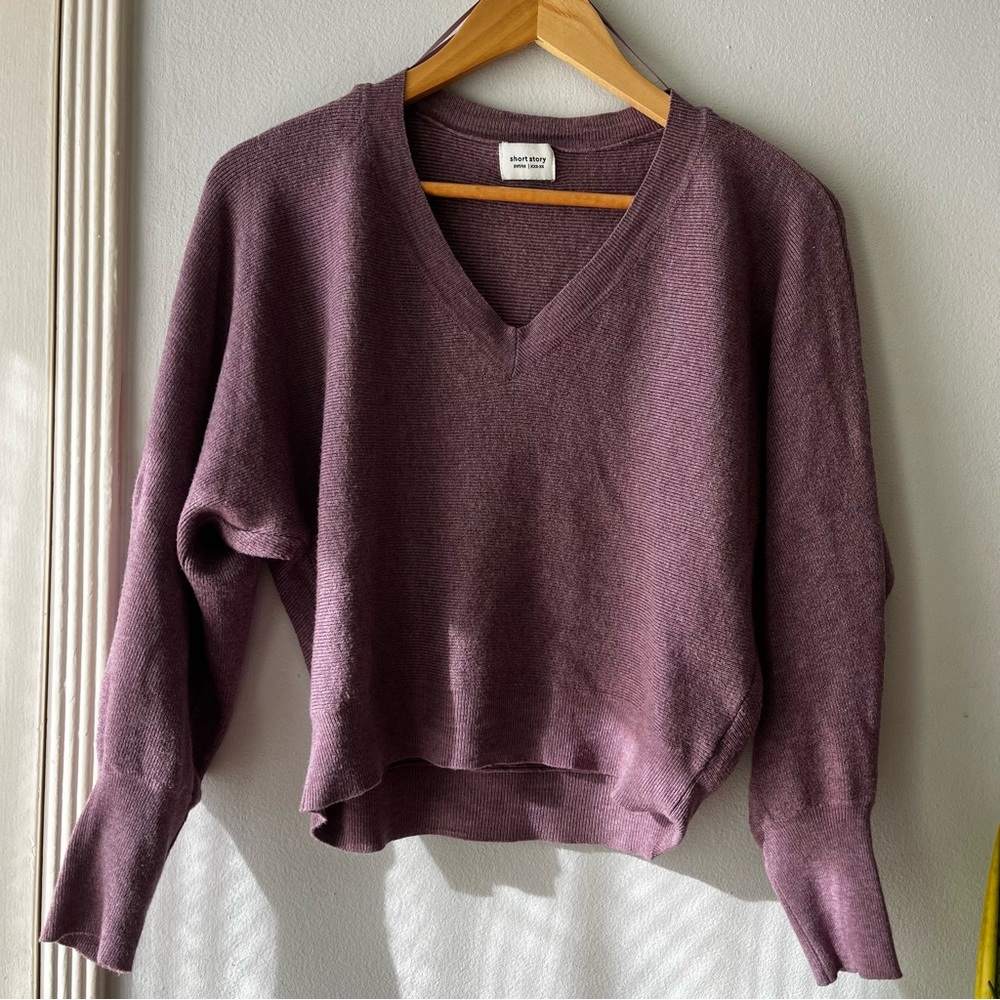 Short Story• V-Neck Batwing Lavender Sweater•Sz XSP